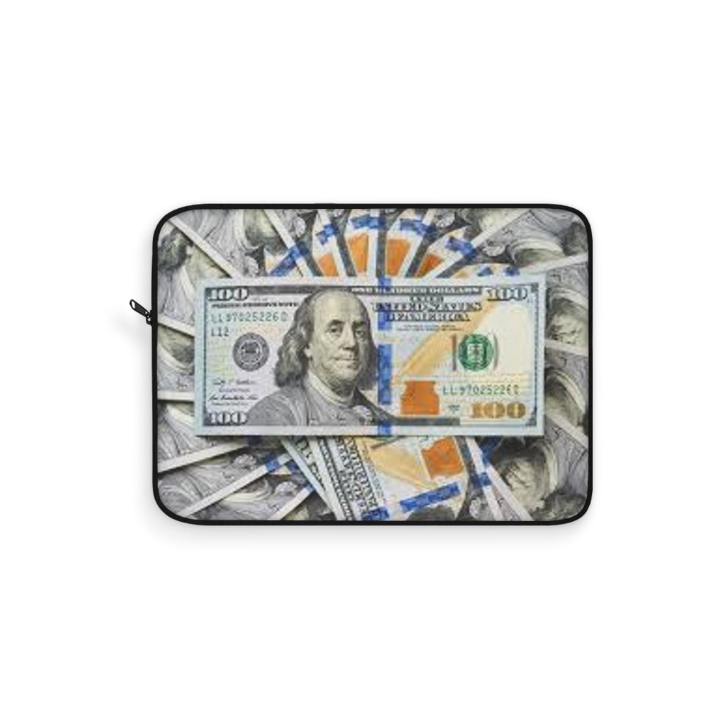 Stack of 100 Bills Laptop Sleeve | Money Cash Print | Benjamin Franklin Design
