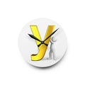 Golden Letter Y with 3D Figure Wall Clock | Alphabet Initial Home Decor