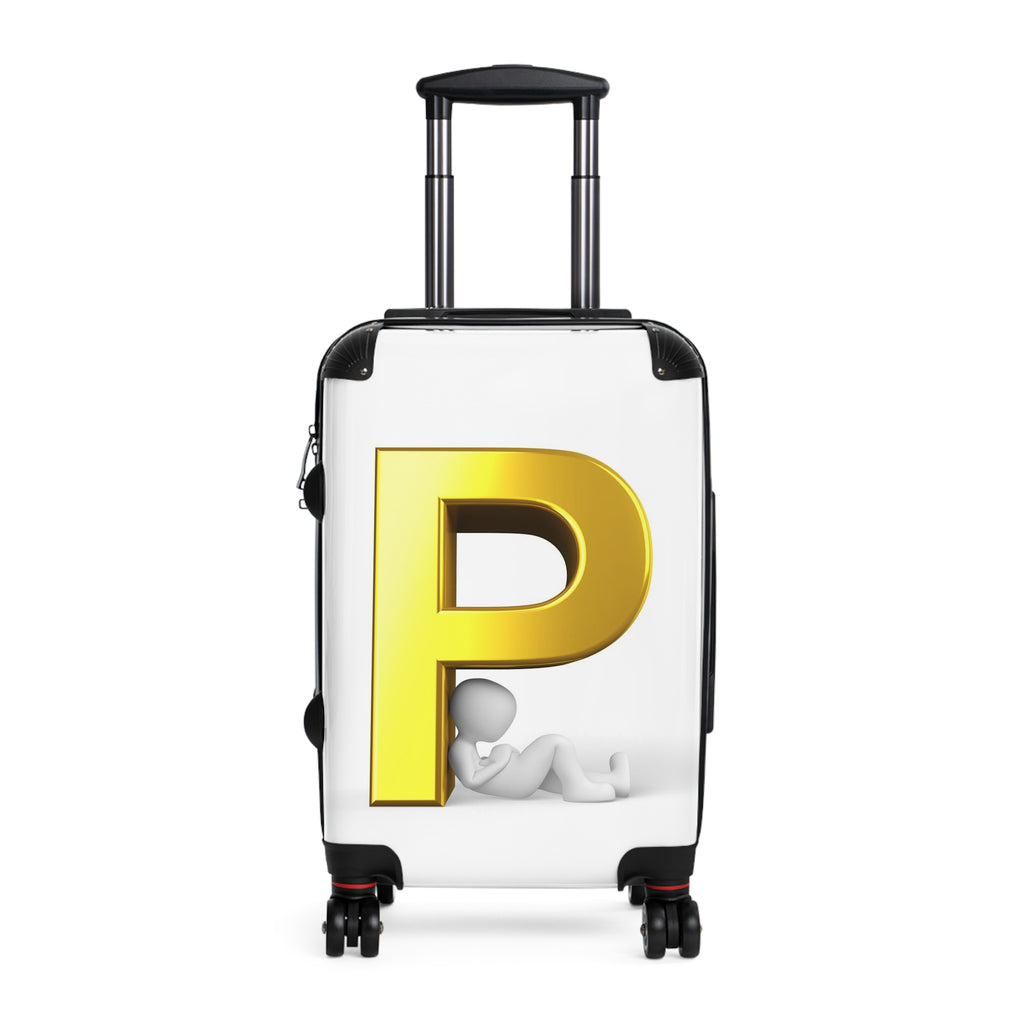 Gold Letter P Monogram Suitcase | Personalized Initial Luggage