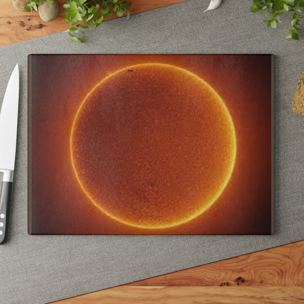 Solar Eclipse Circle Glass Cutting Board | Sun Halo Kitchen Decor