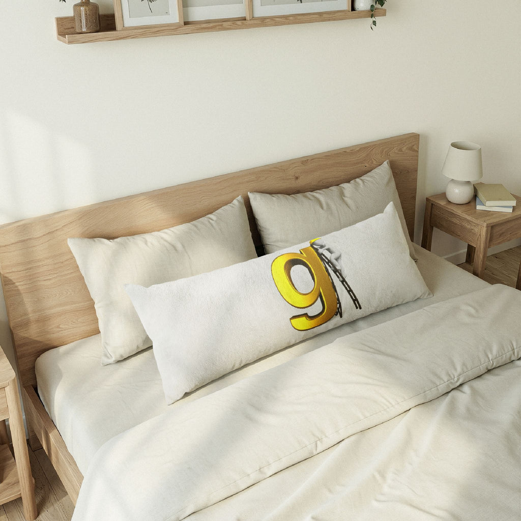 Gold Letter g with Ladder Body Pillow | Typographic Decorative Pillow
