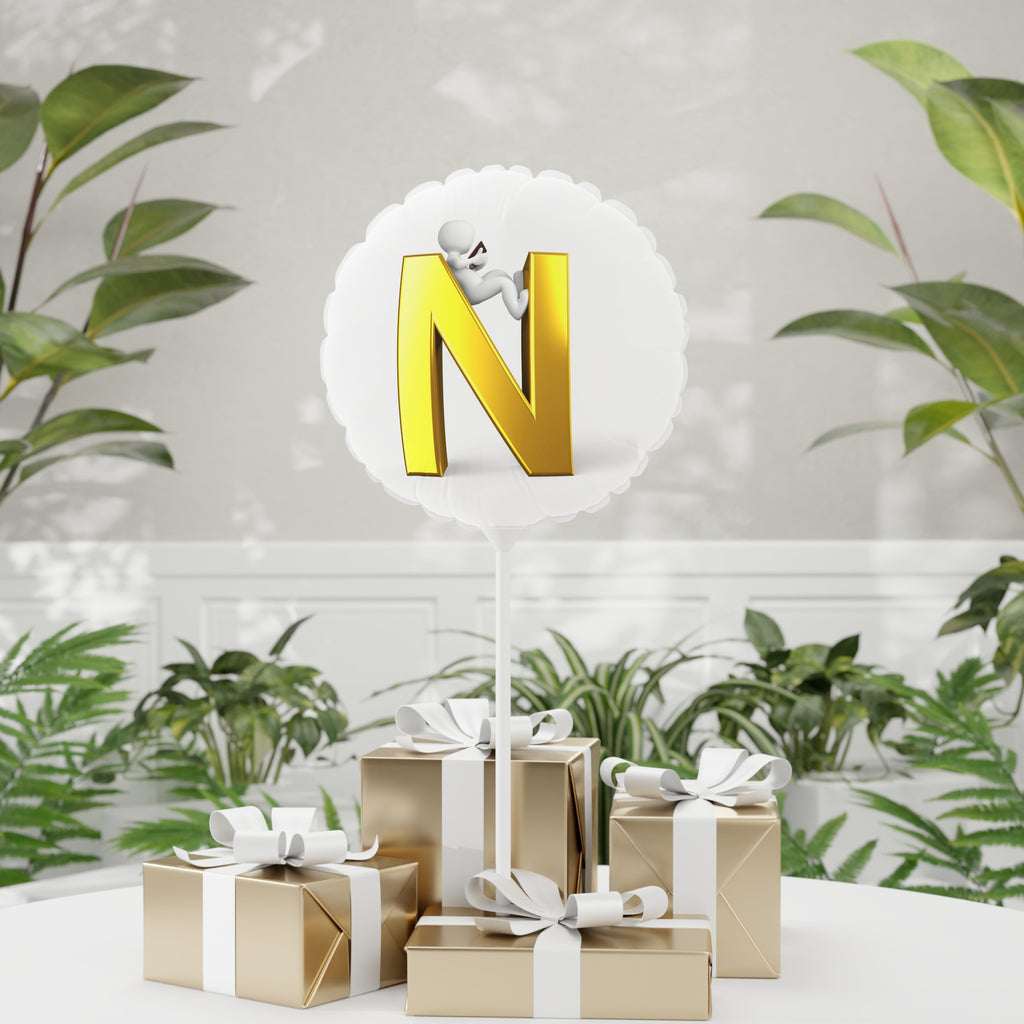 Gold Letter N Balloon Round 11" | Letter N Mylar Balloon