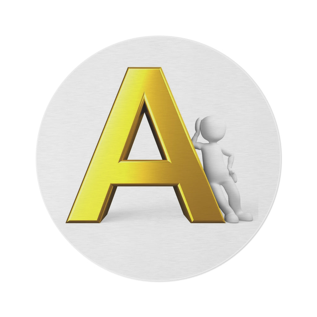 Gold Letter A Round Rug | Monogram Initial Accent Rug