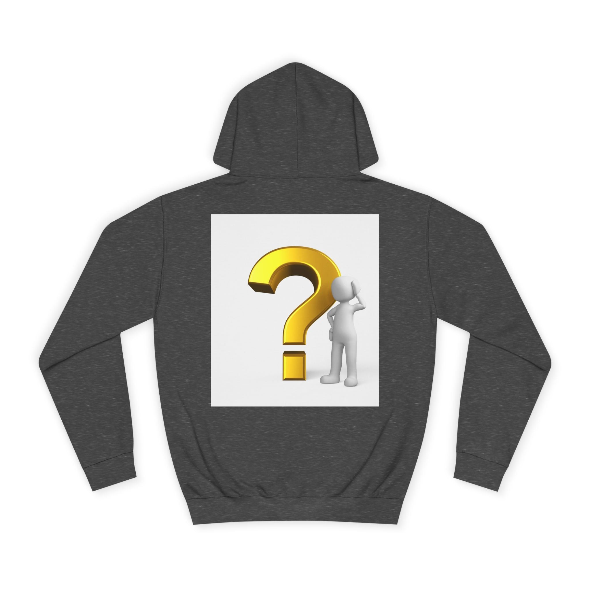Gold Question Mark with Thinking Figure Hoodie | Mystery Design, Minimalist