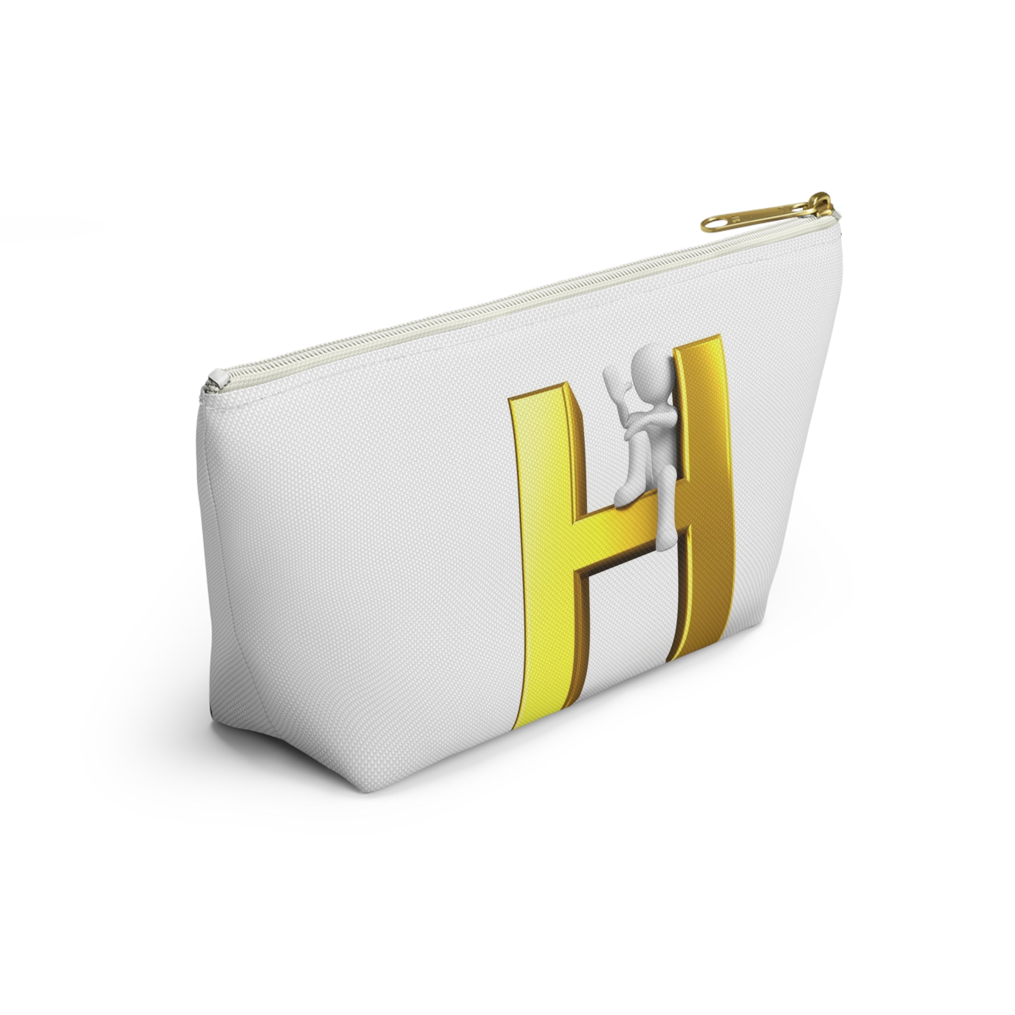 Gold 3D Letter H with Climbing Figure Accessory Pouch
