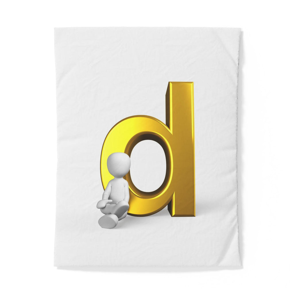 Gold Letter d with Sitting Figure Cotton Duvet Cover