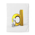 Gold Letter d with Sitting Figure Cotton Duvet Cover