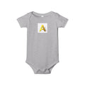 Yellow Block Letter A Baby Onesie | Infant Jersey One Piece