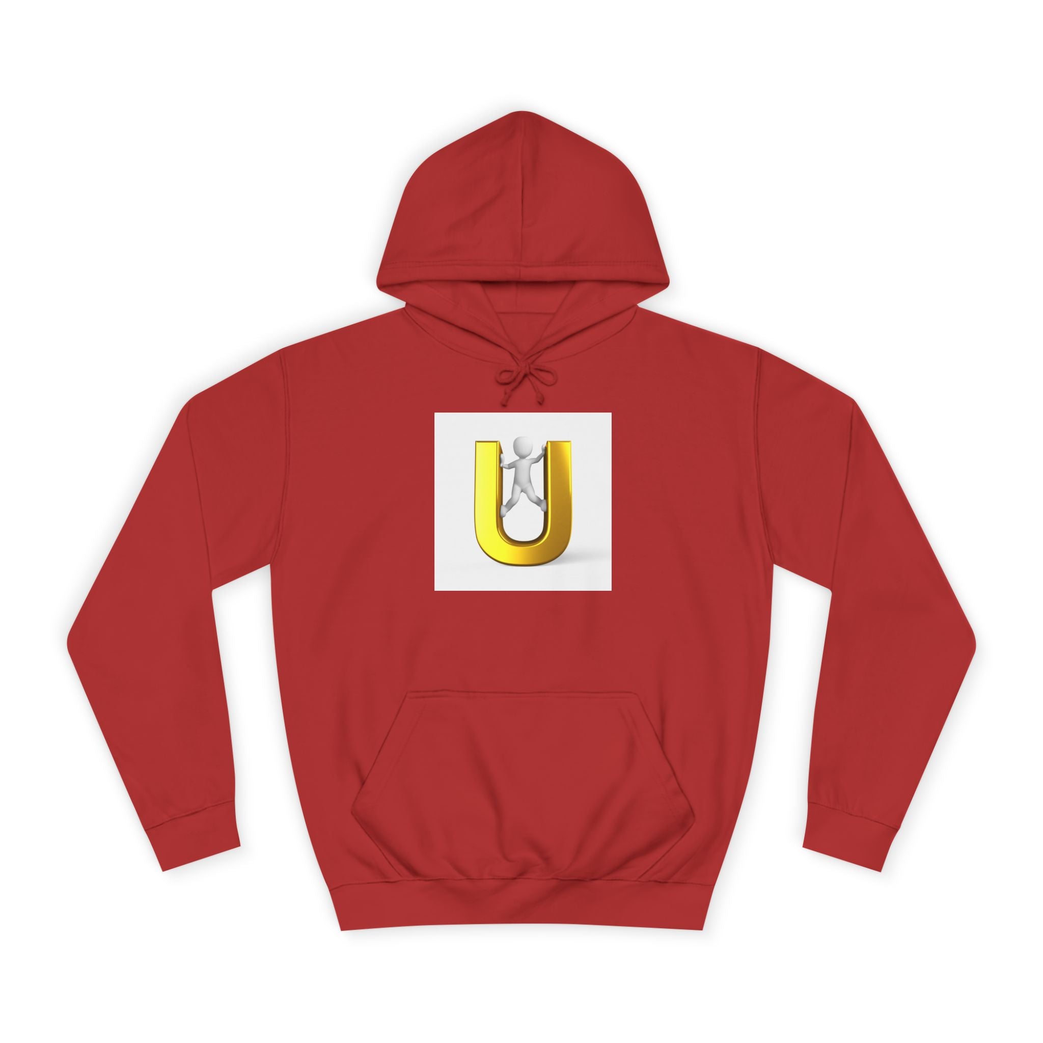 Sweat à capuche lettre U 3D Or | Sweat-shirt typographique bonhomme allumette grimpant