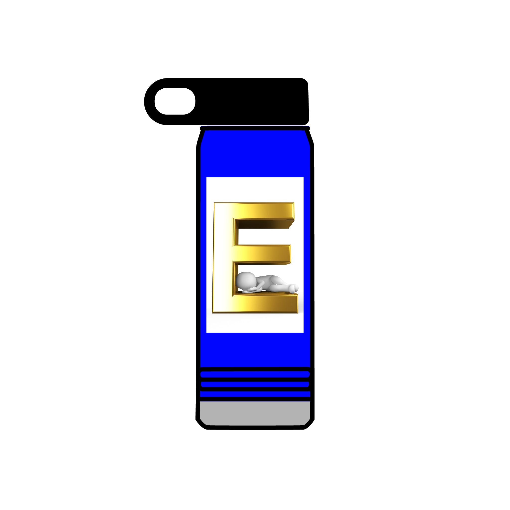 Bouteille d'eau Monogramme Or Lettre E | Bouteille Initiale 590 ml