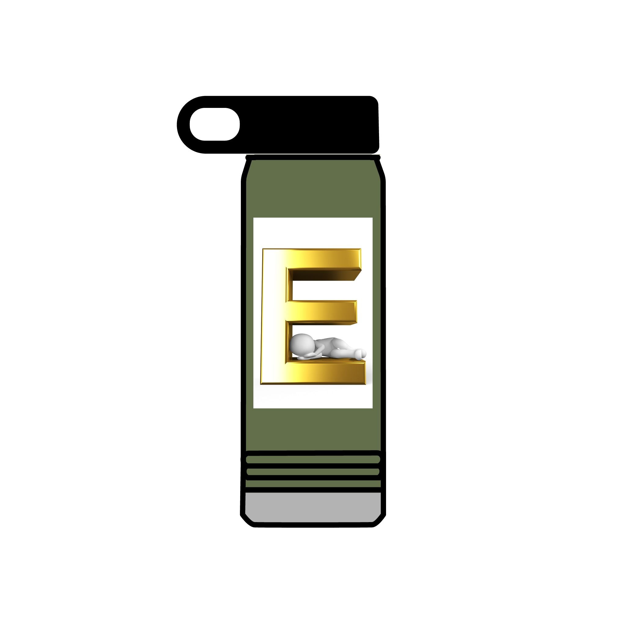 Bouteille d'eau Monogramme Or Lettre E | Bouteille Initiale 590 ml