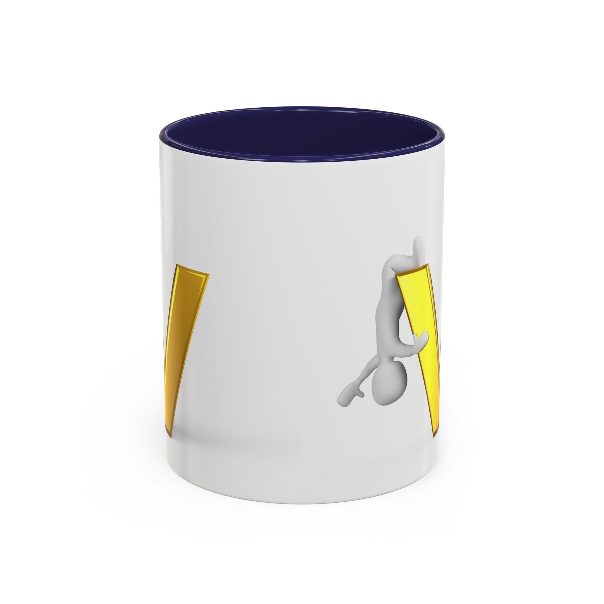 Mug en forme de V doré avec figure | Mug à café avec anse et intérieur colorés