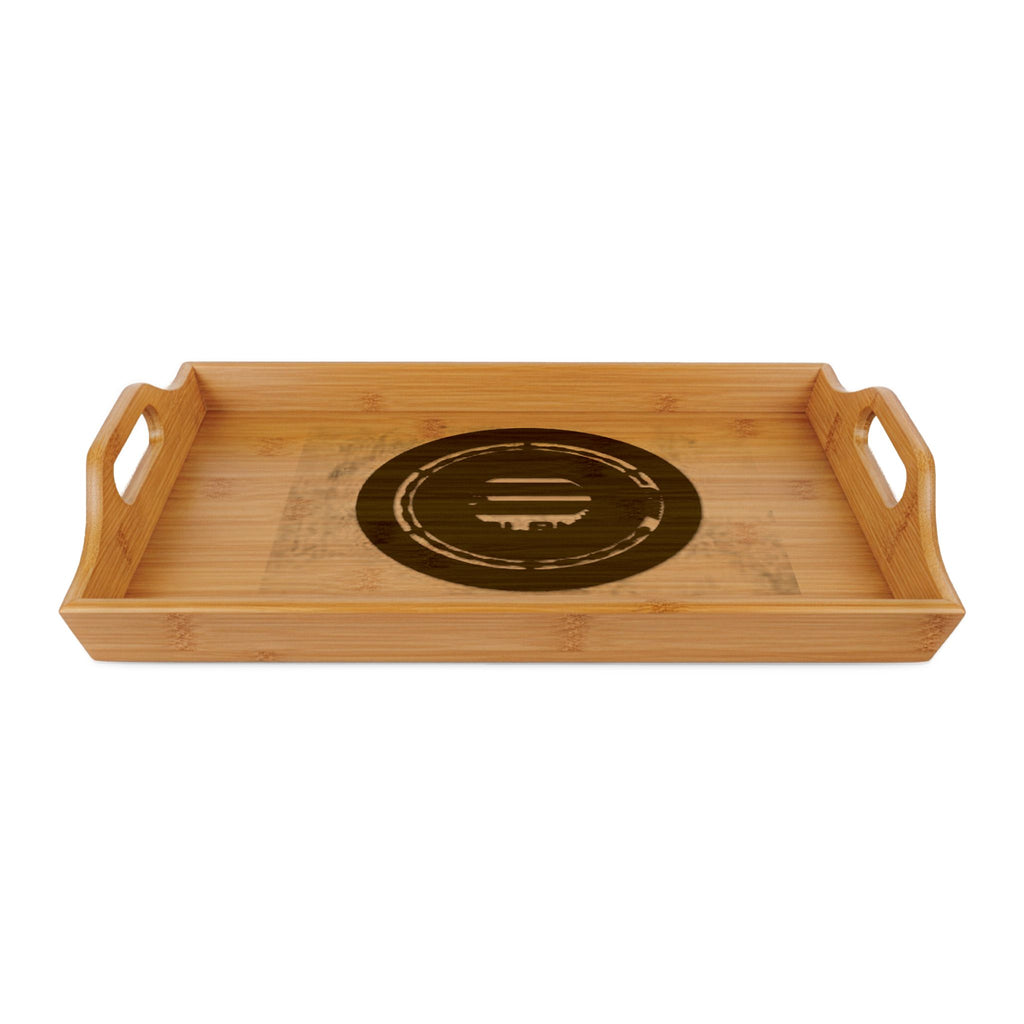 Engraved Bamboo Serving Tray | Custom Woodgrain Round Design