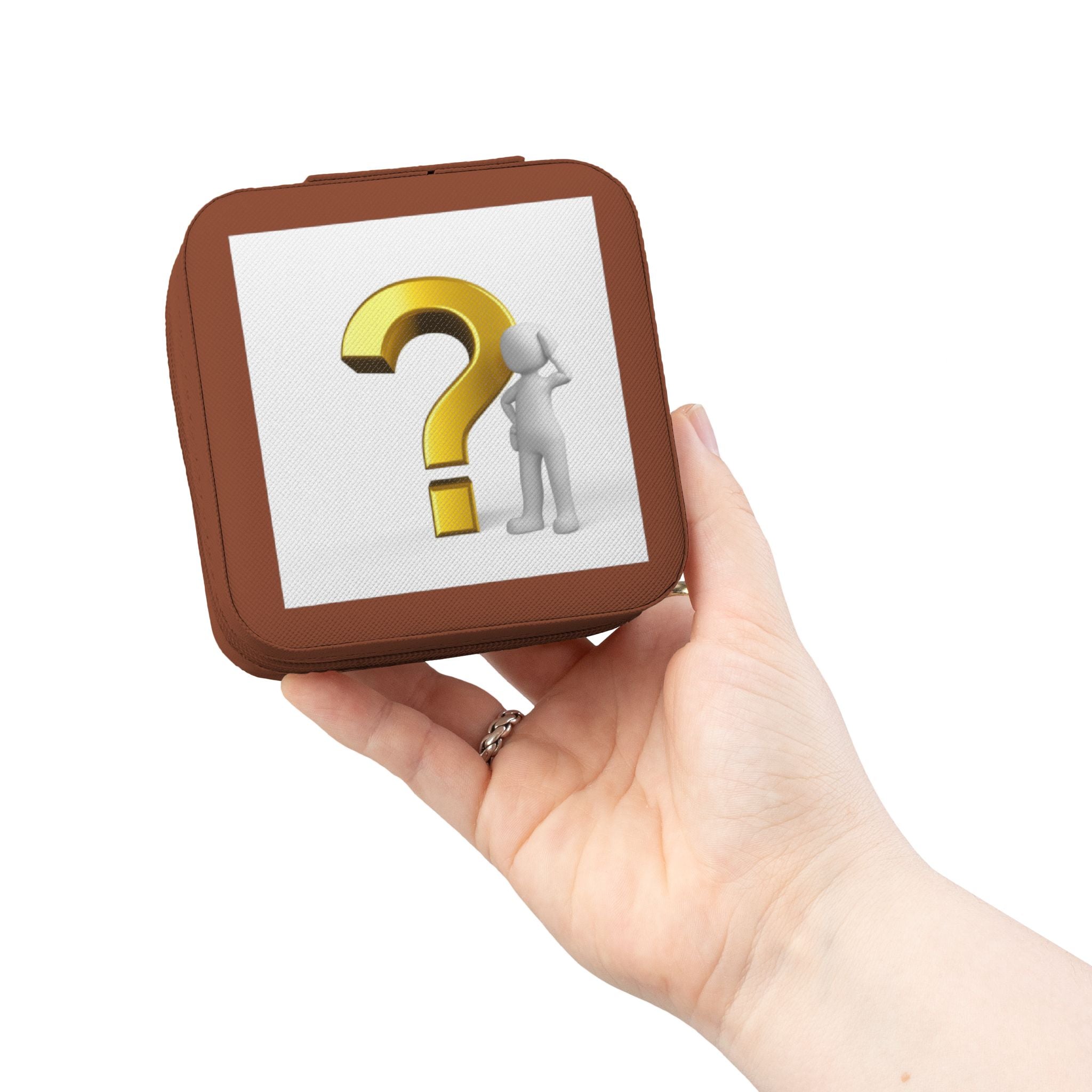 Étui à Bijoux de Voyage Illustration Point d'Interrogation Minimaliste | Organiseur Portable Compact