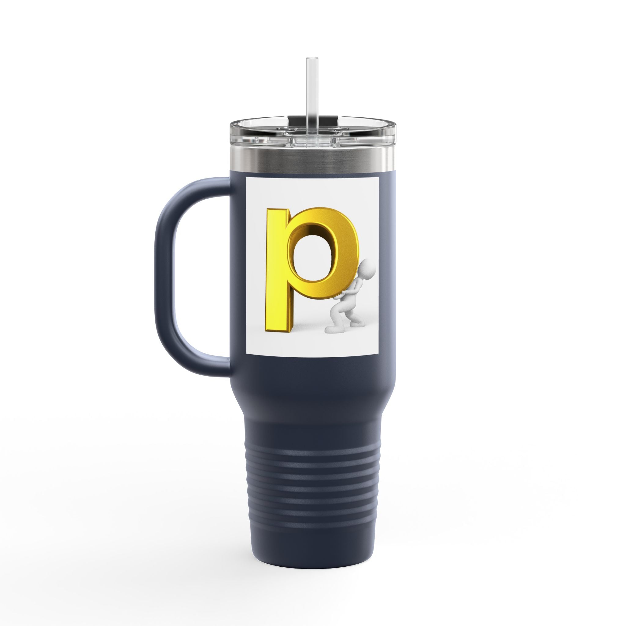 Yellow 3D Letter P Monogram Tumbler 40oz Travel Mug