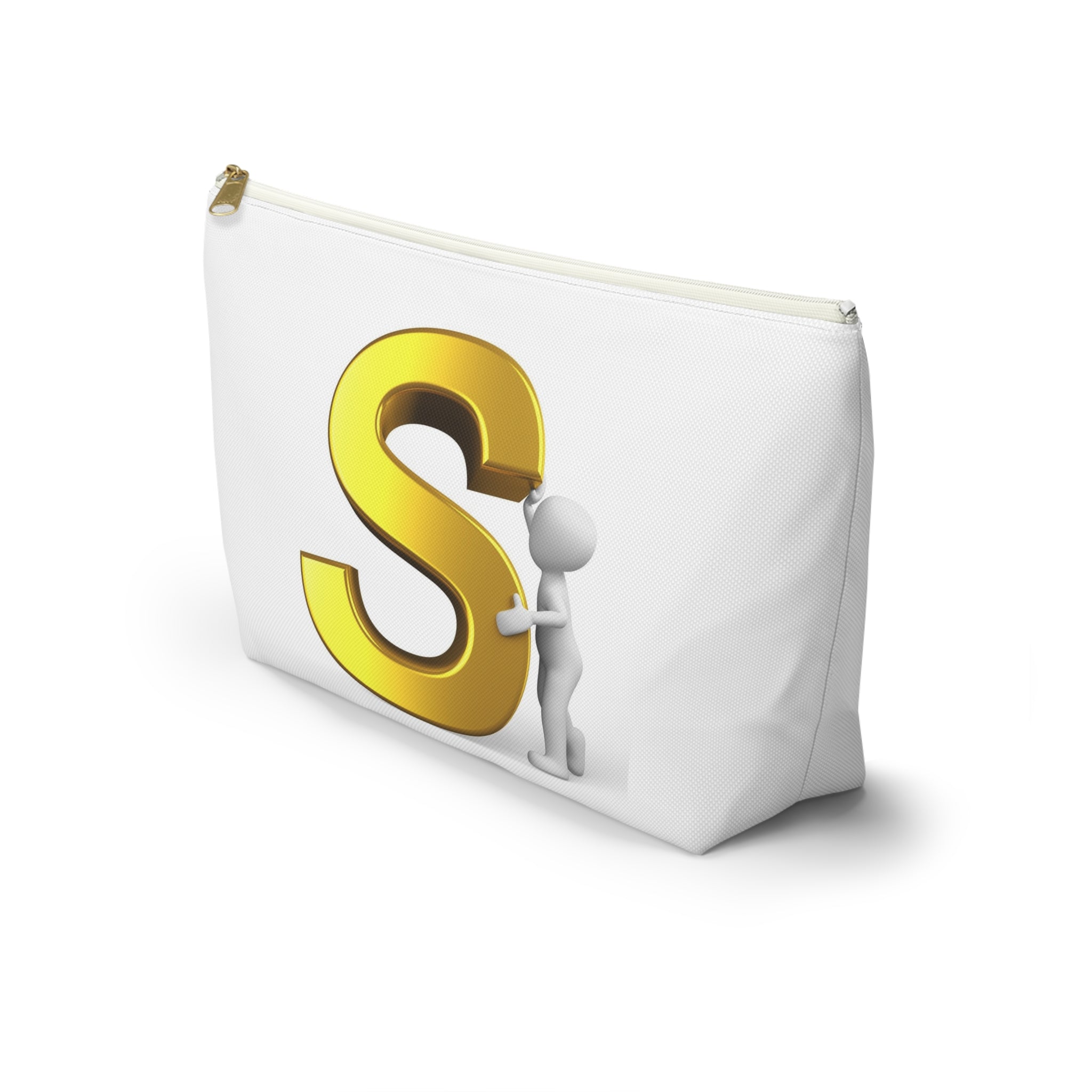 Gold Letter S Monogram Accessory Pouch