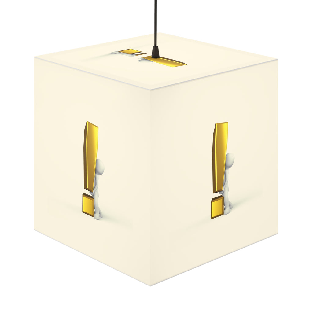 3D Figure with Gold Exclamation Light Cube Lamp | Modern Accent Lighting