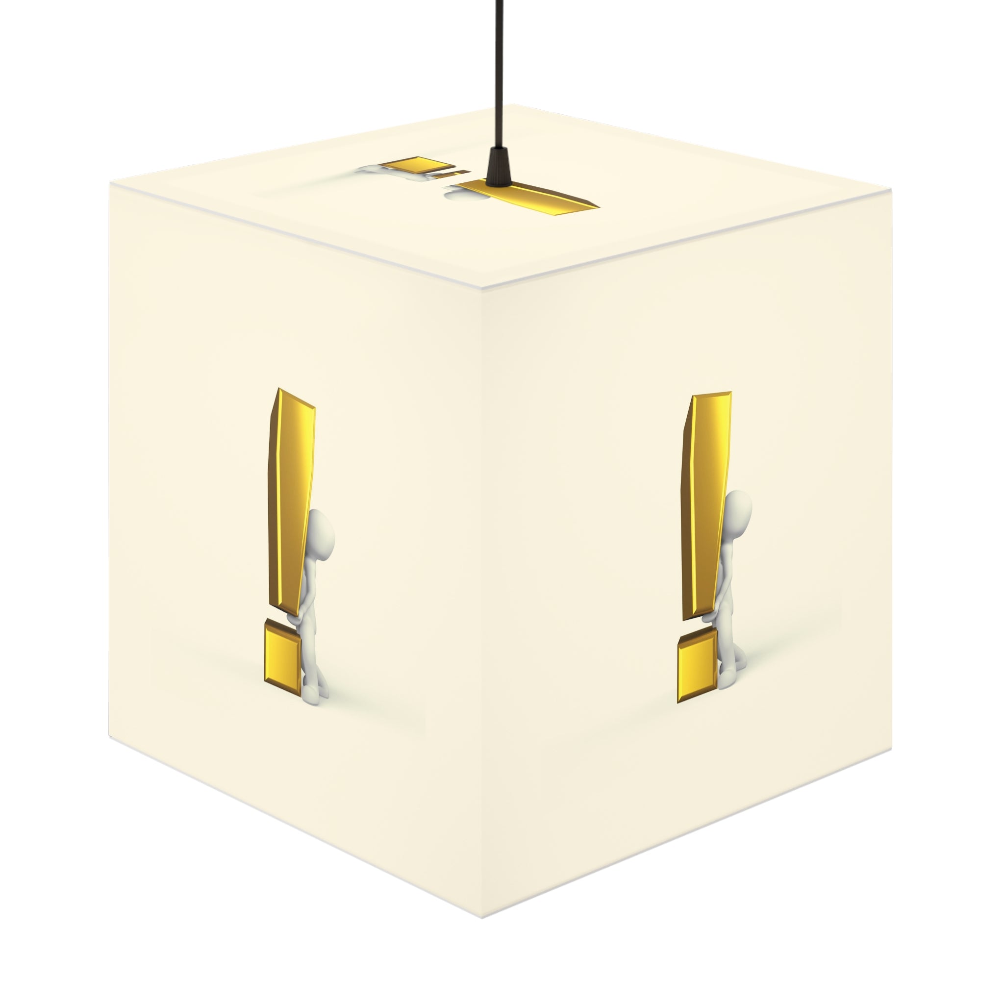 3D Figure with Gold Exclamation Light Cube Lamp | Modern Accent Lighting