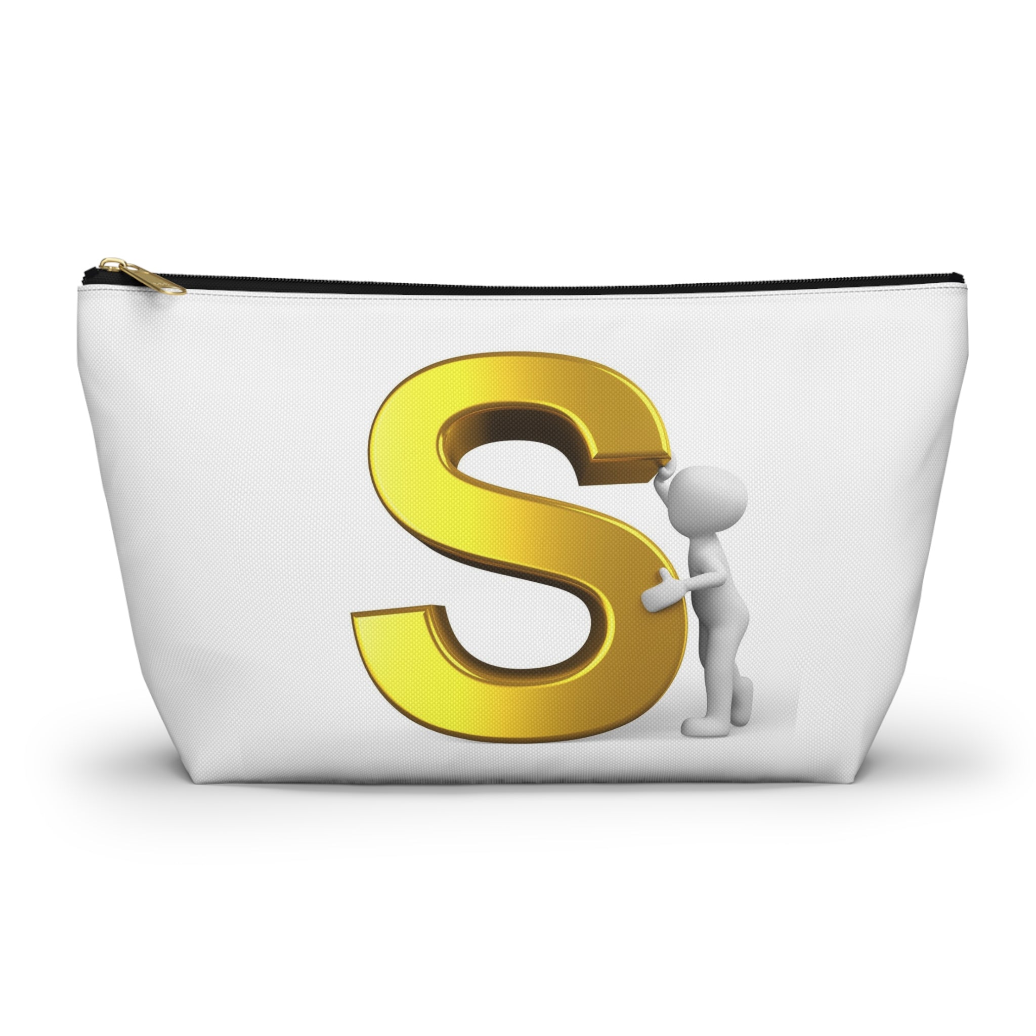 Gold Letter S Monogram Accessory Pouch