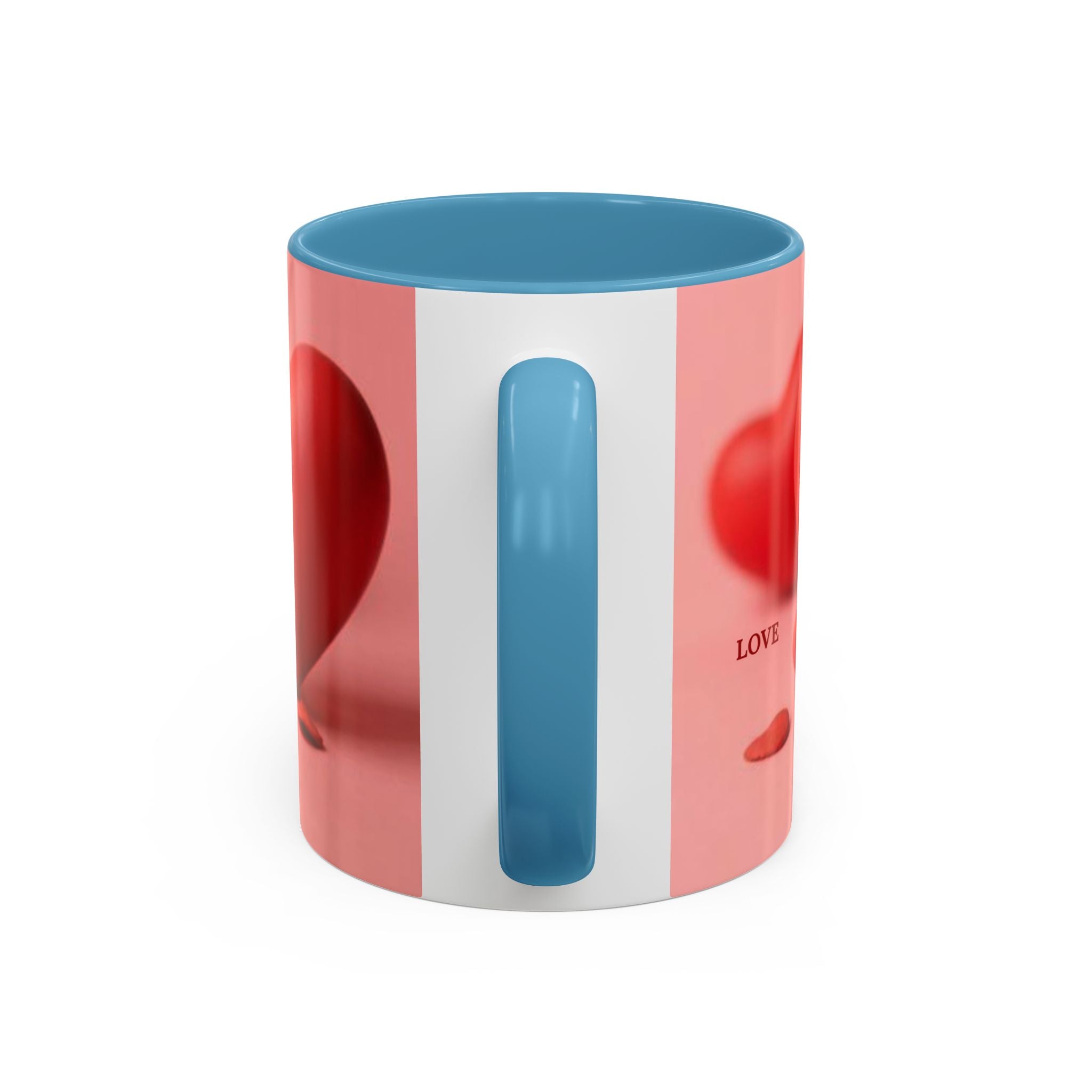 Red Heart Love Design Accent Coffee Mug | Valentine Heart Ceramic Mug