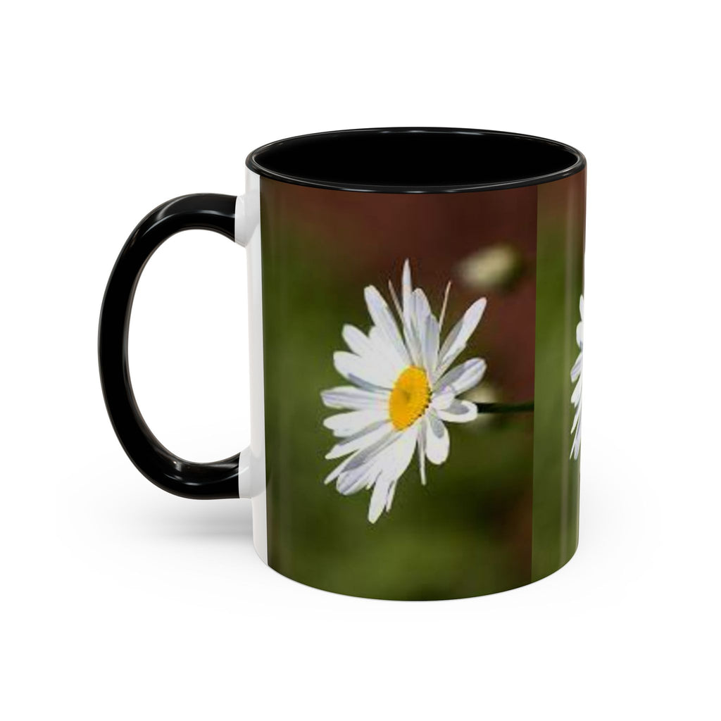 White Daisy Floral Accent Mug | 11oz or 15oz Ceramic