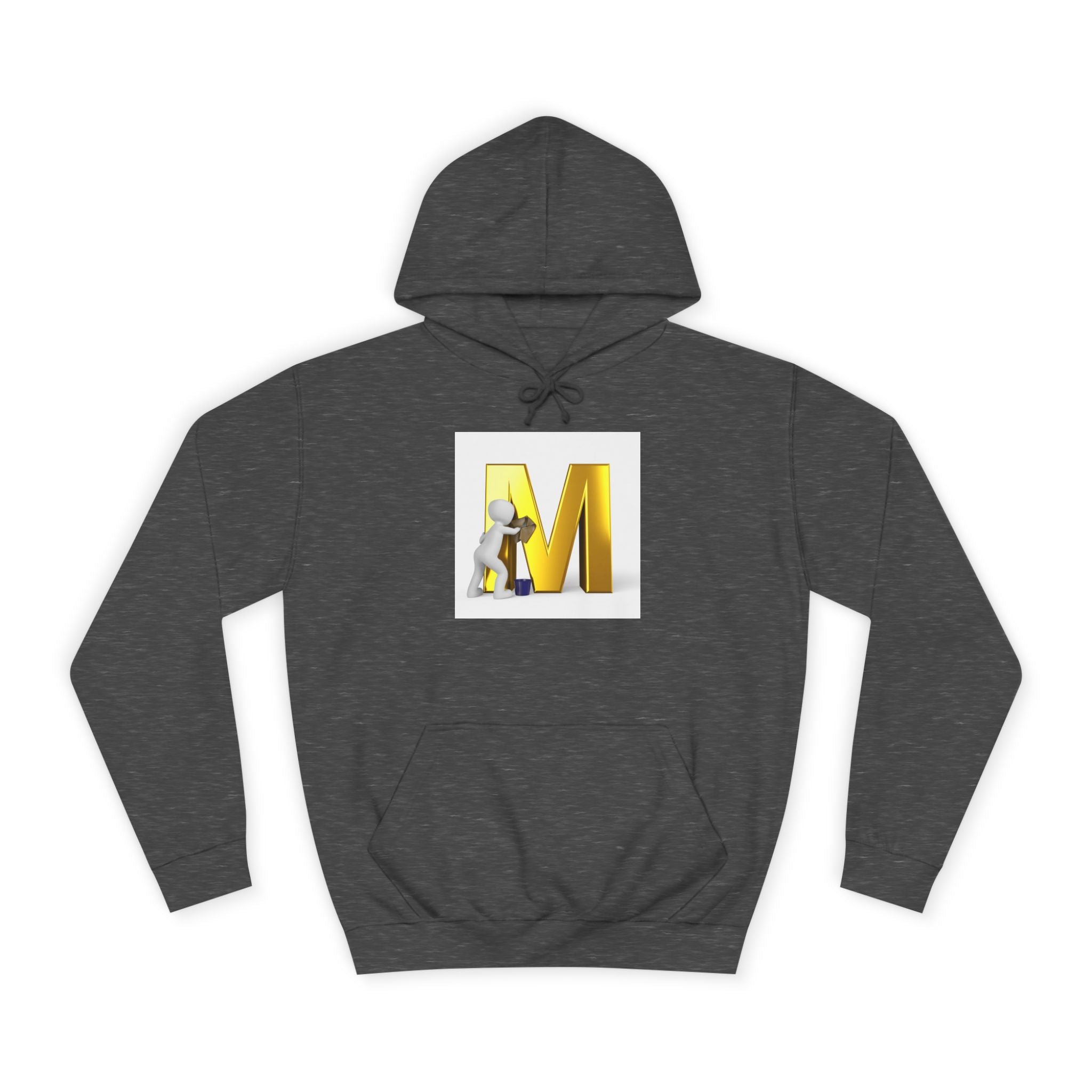 Gold Letter M with Figure Hoodie | Monogram Initial M Sweatshirt