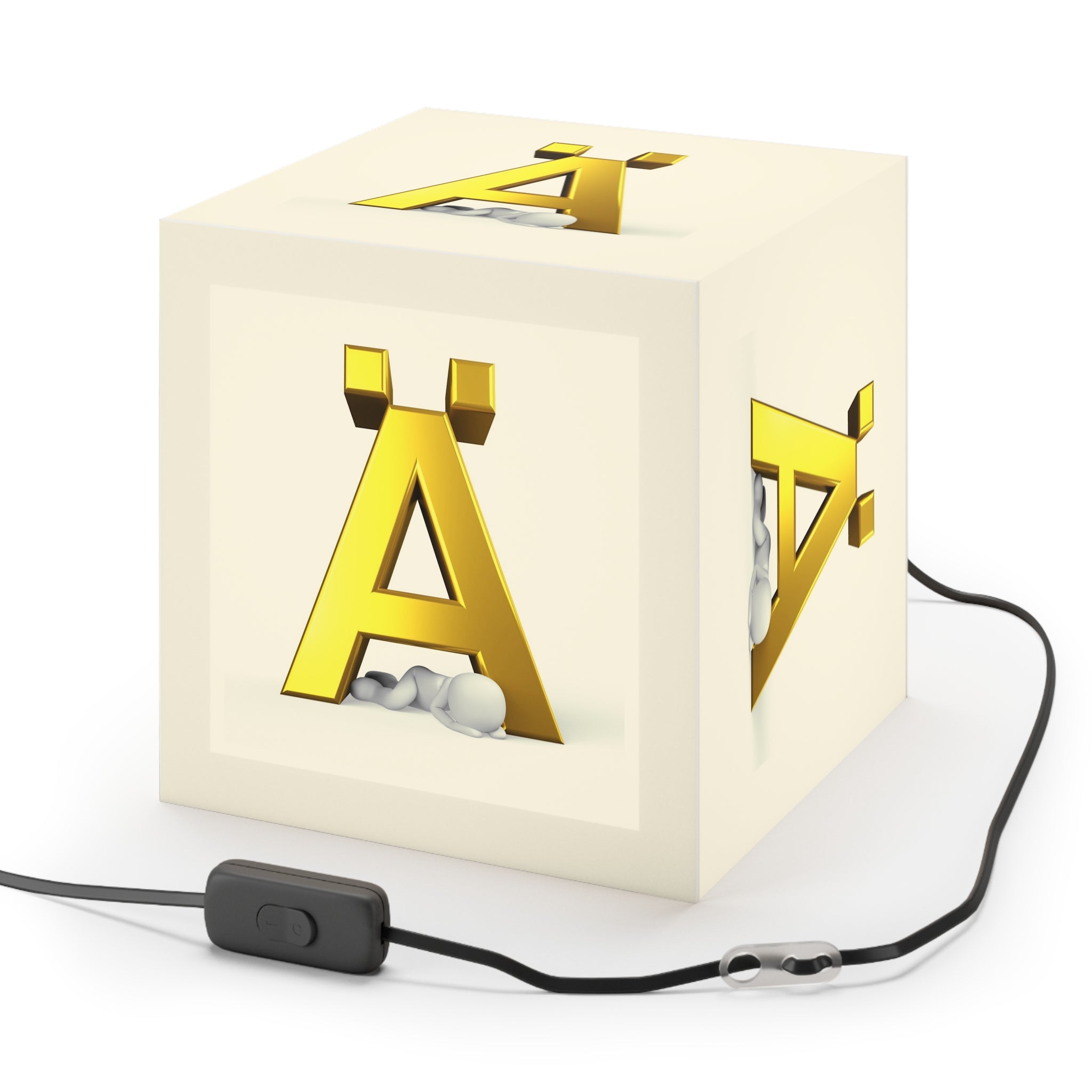 Gold Letter Ä Light Cube Lamp | Alphabet Initial Accent Lighting