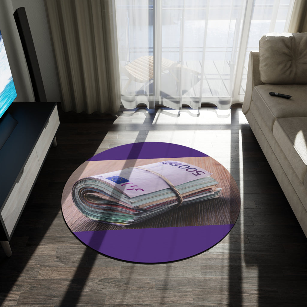 Stack of Euros Round Rug | Money Print Circular Floor Mat