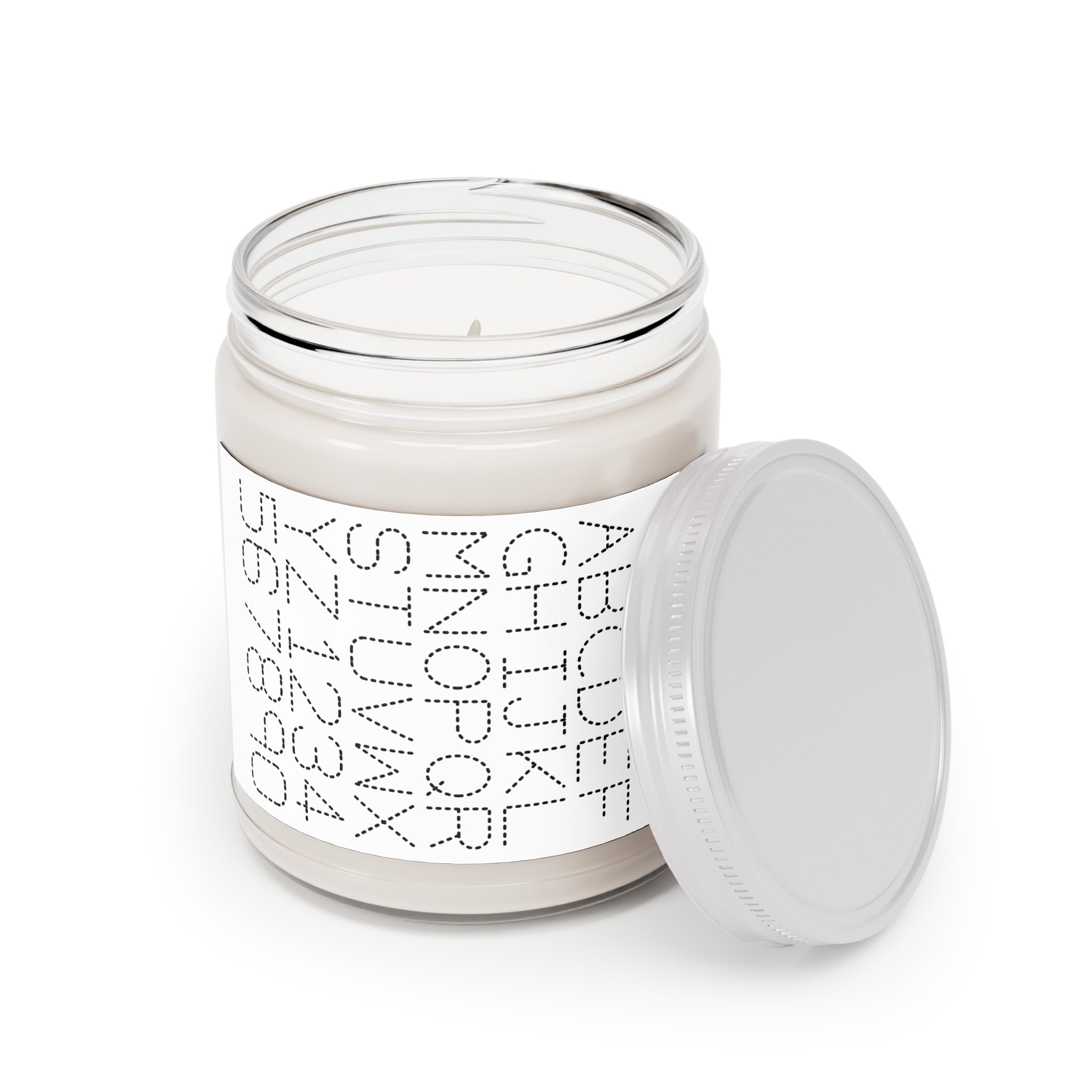 Alphabet Dotted Pattern Candle | Soy Jar Candle 9oz with White Lid