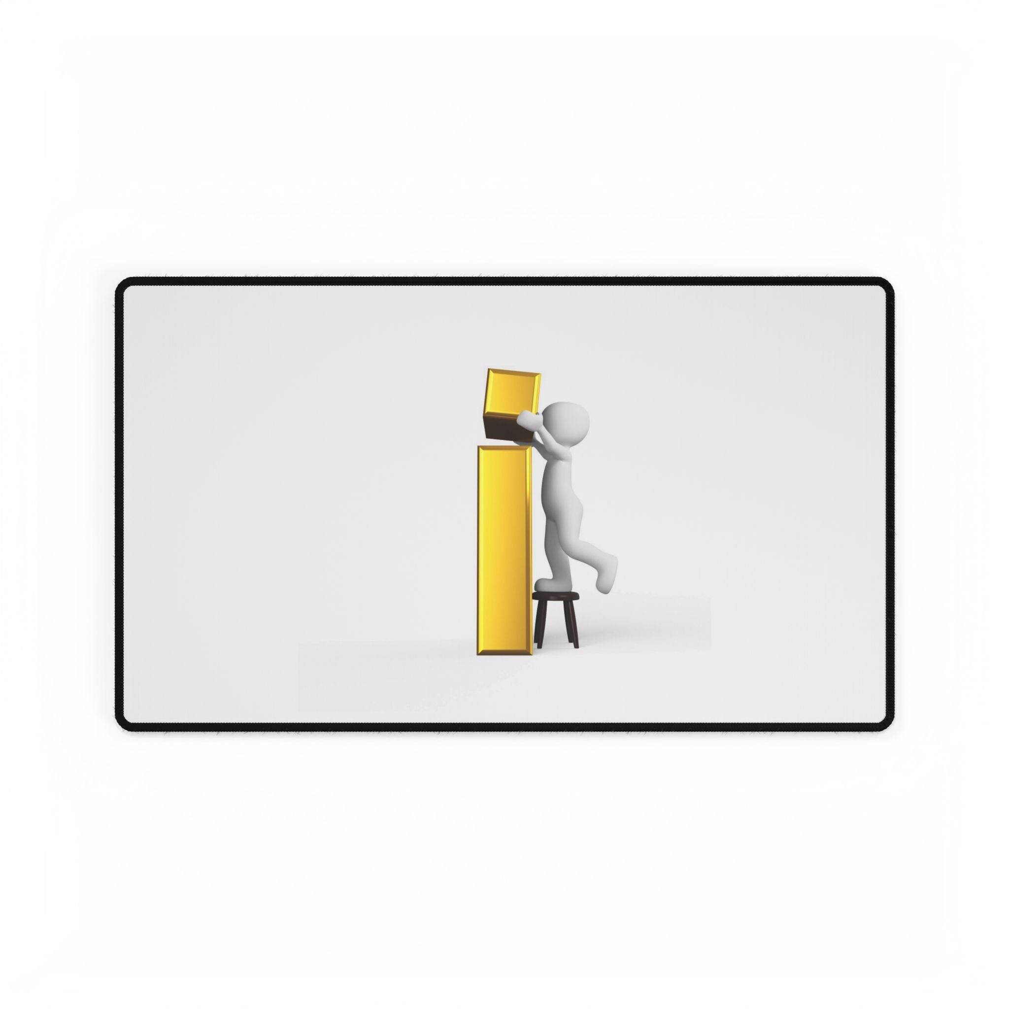 3D Figure Building Gold Letter i Desk Mat | Large Mouse Pad