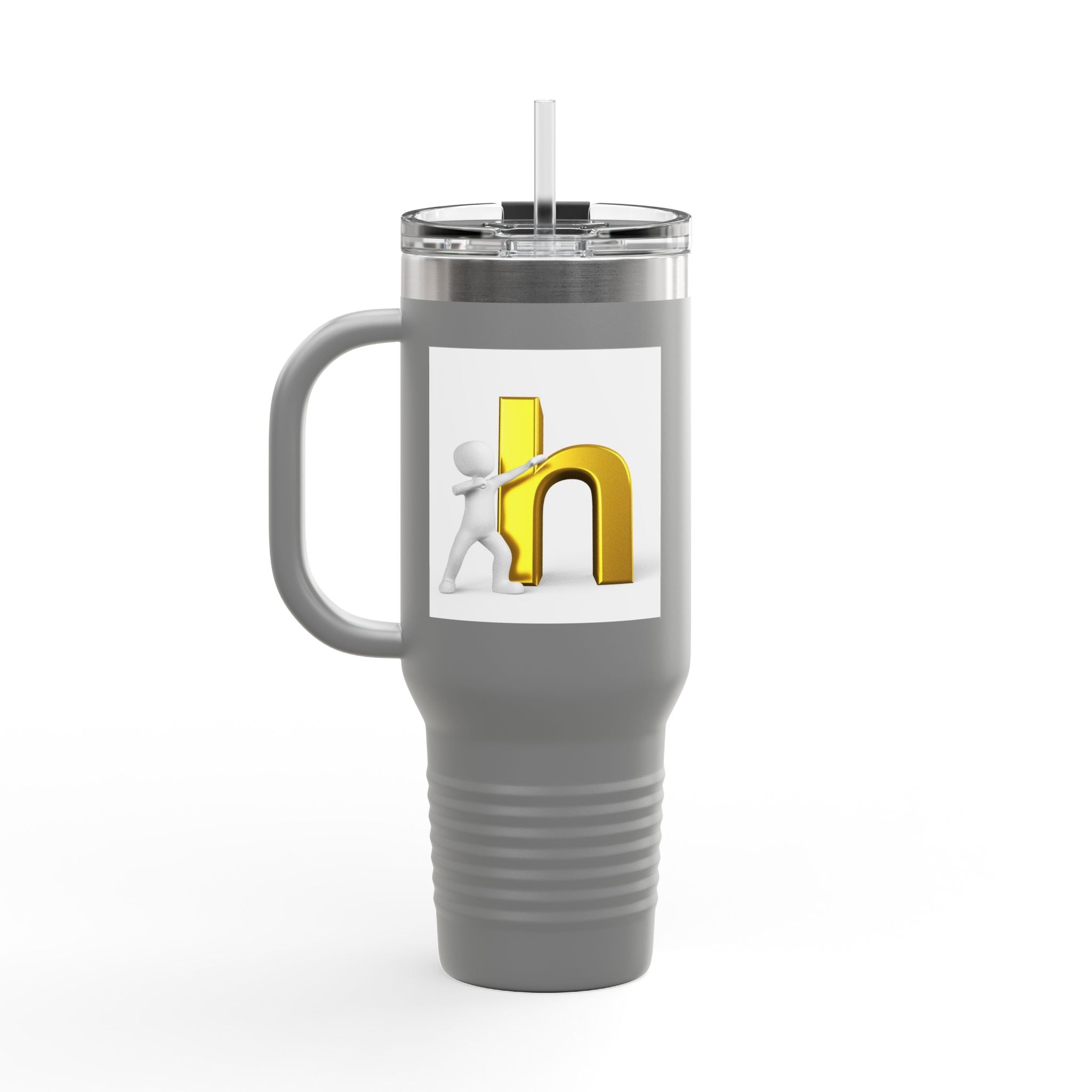 3D Gold Letter H with Figure | Travel Mug