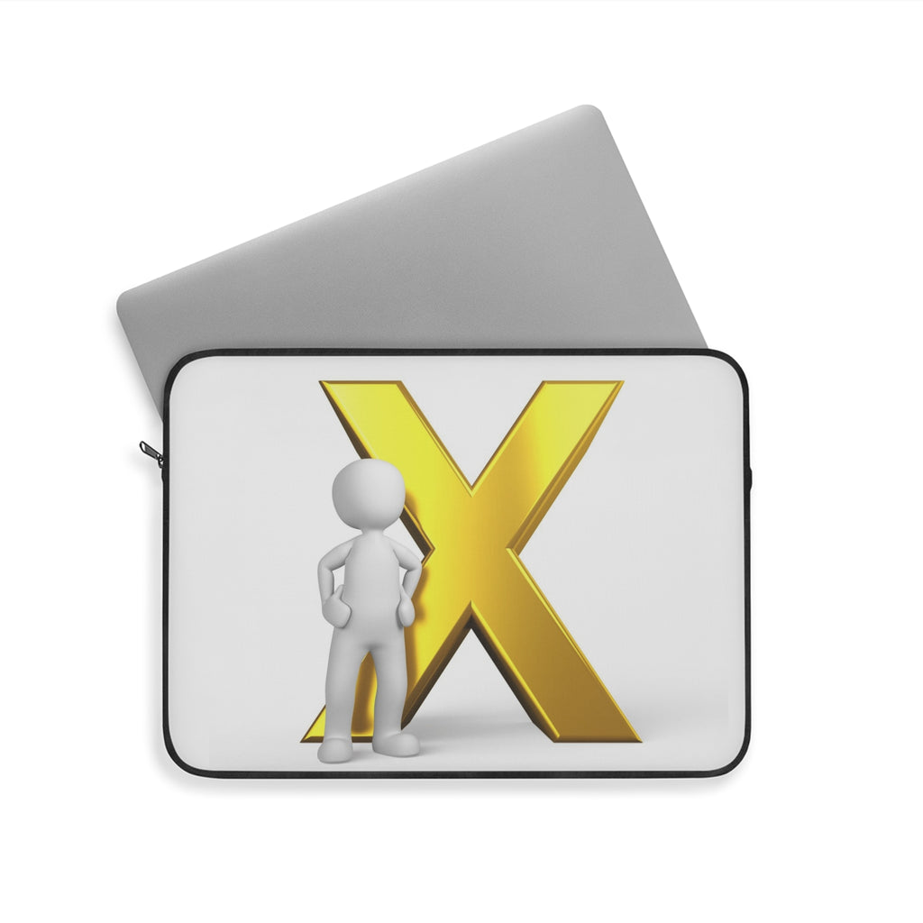 Gold Letter X with Figure Laptop Sleeve | Monogram Initial X