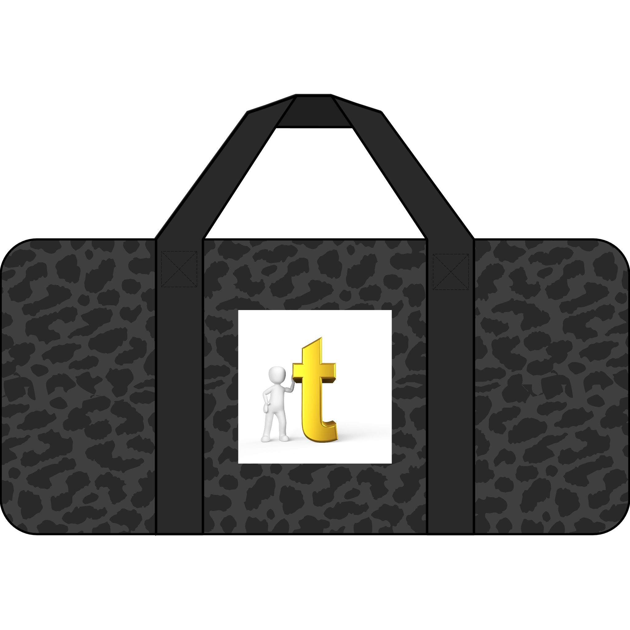 Gold Letter T Logo Duffel Bag | Black Camo Travel Bag