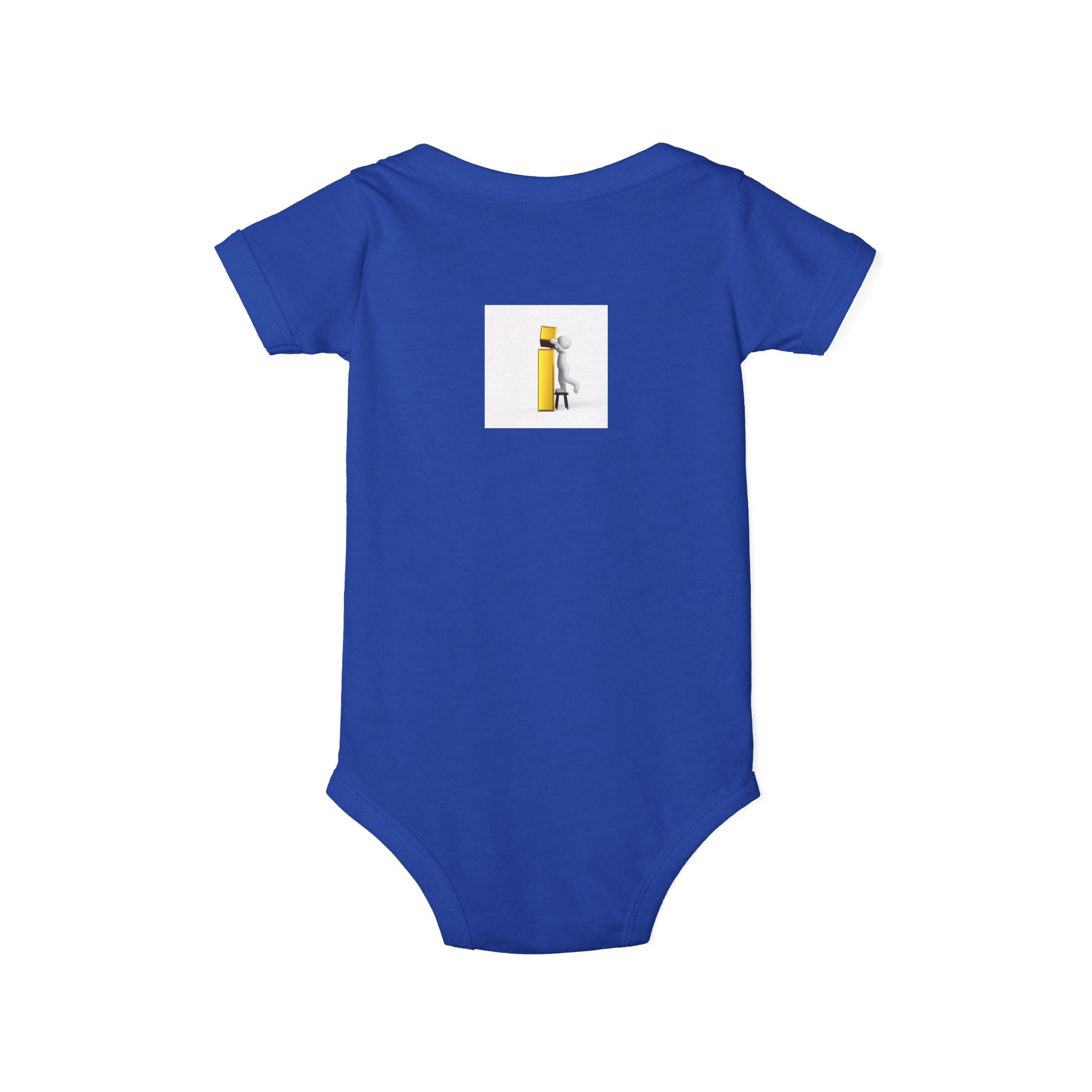 Little Figure Building Yellow Letter i Baby Onesie | Infant Bodysuit