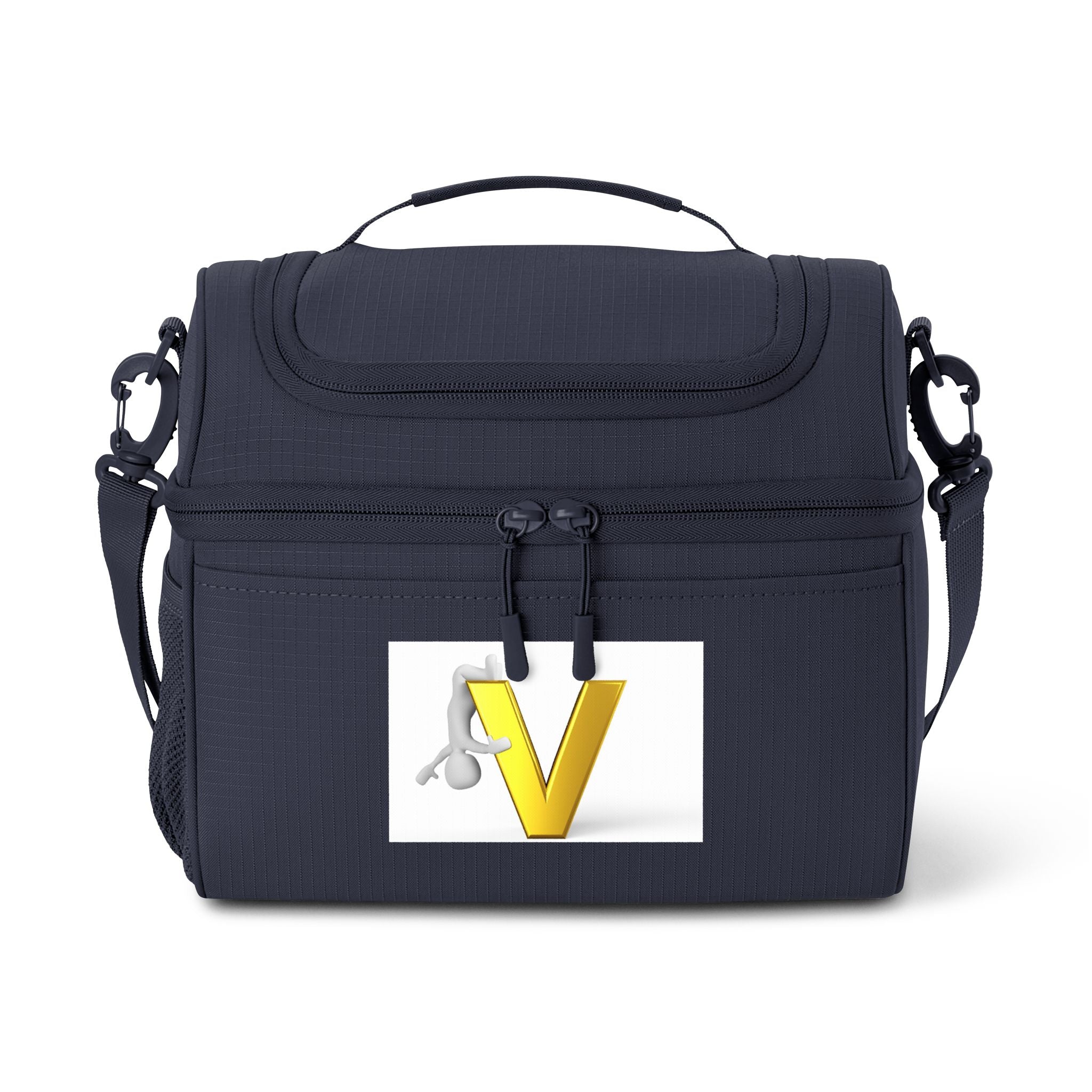 Gold V Monogram Cooler Bag | Insulated Lunch Tote, Initial V