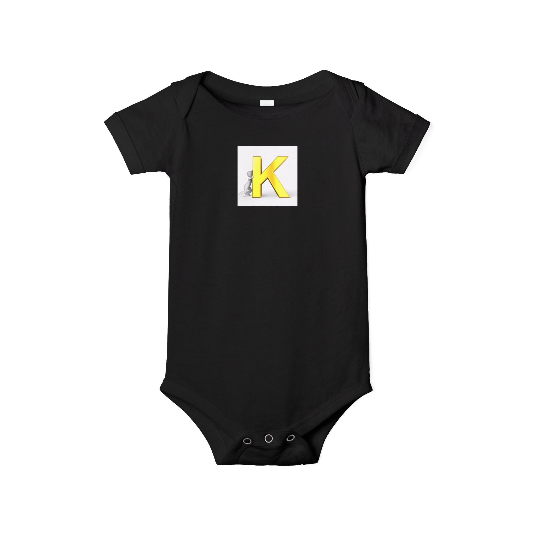 Body bébé monogramme lettre K jaune | Grenouillère bébé initiale