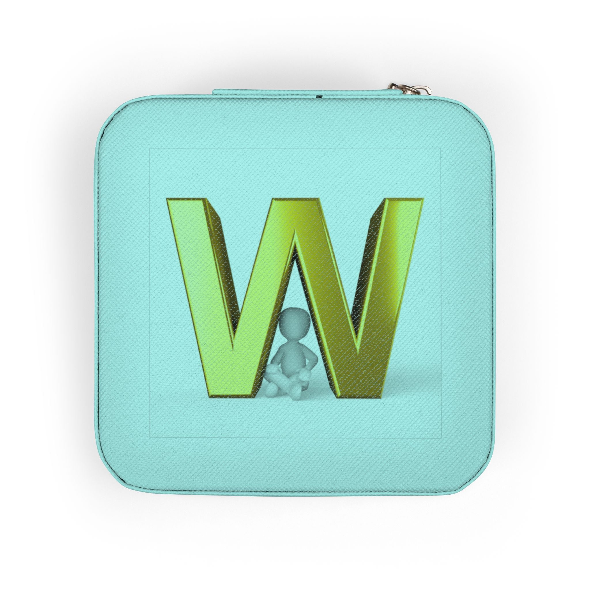 Gold Letter W Jewelry Travel Case | Compact Pink Ring Earring Organizer