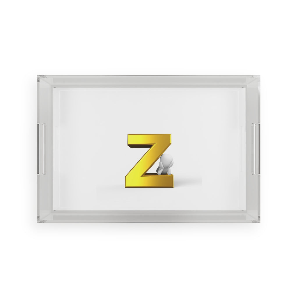 Gold 3D Letter Z Acrylic Serving Tray | Monogram Initial Decor