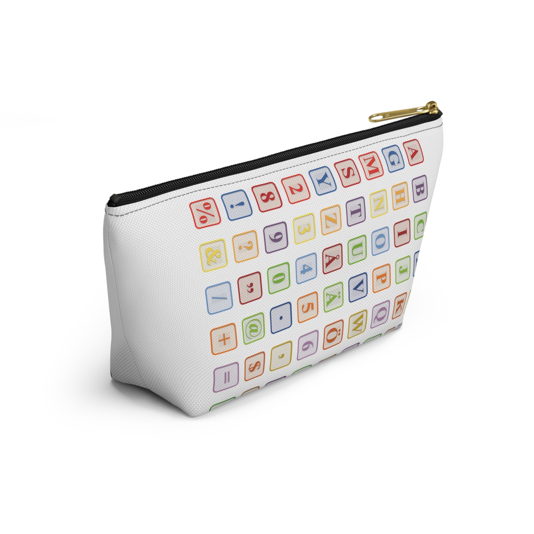 Alphabet Blocks Pattern Accessory Pouch | Letter Tile Makeup Bag