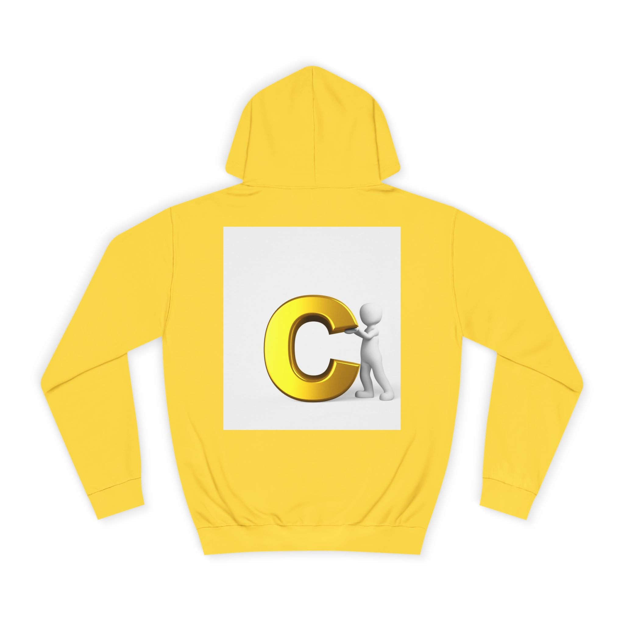 3D Yellow Letter C with Character Hoodie | Initial Monogram Sweatshirt
