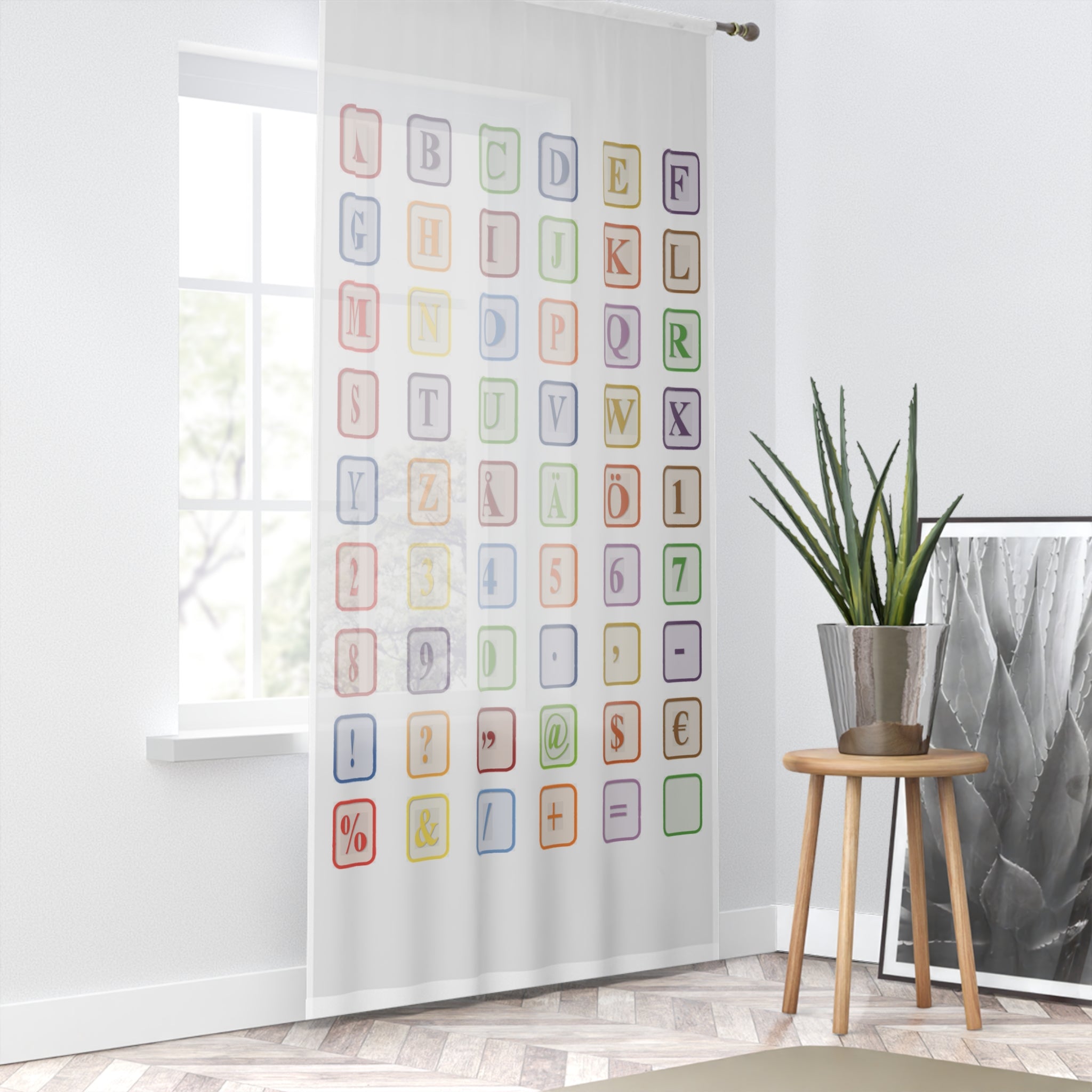 Alphabet Blocks Window Curtain | Colorful ABC Letters, Numbers & Symbols