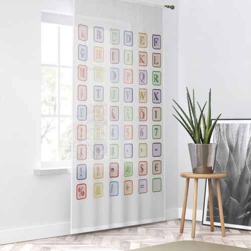 Alphabet Blocks Window Curtain | Colorful ABC Letters, Numbers & Symbols