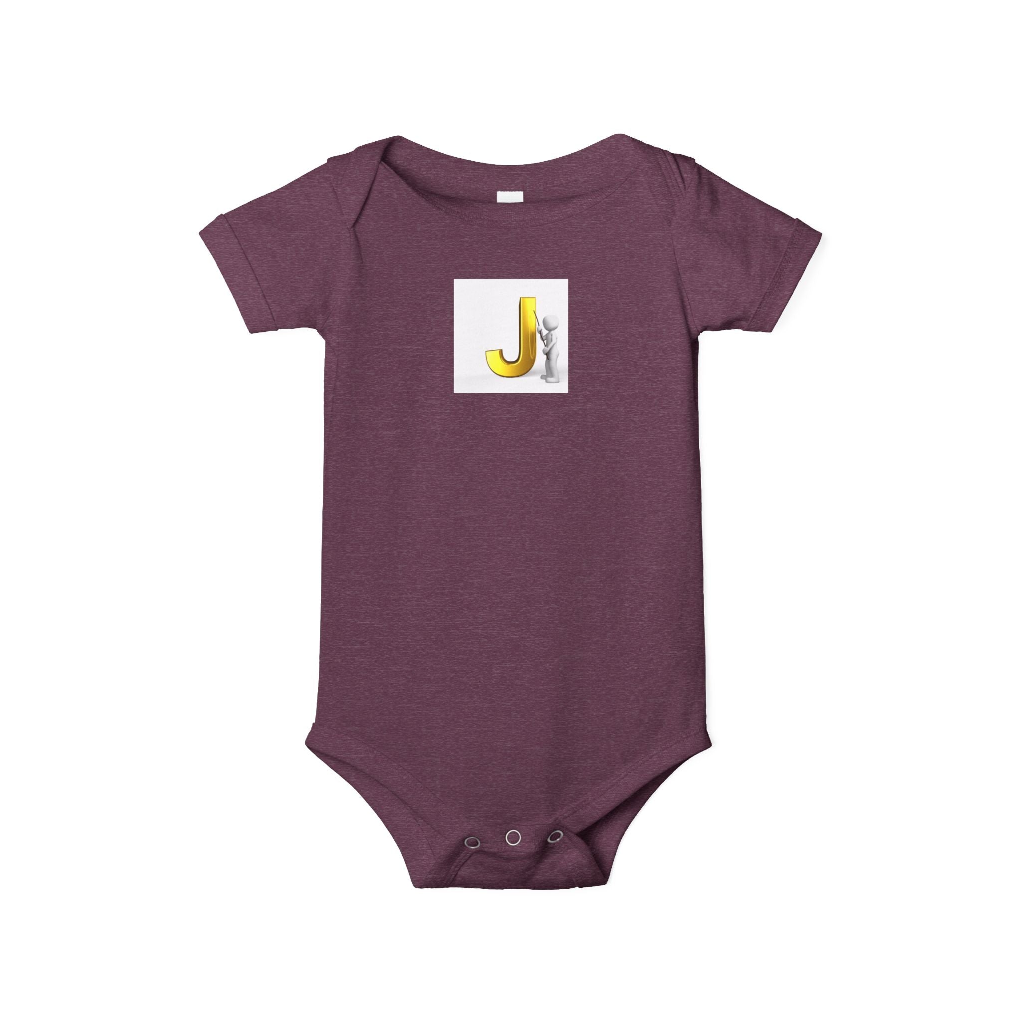 Lettre jaune J avec grenouillère bébé paresseux | Body bébé