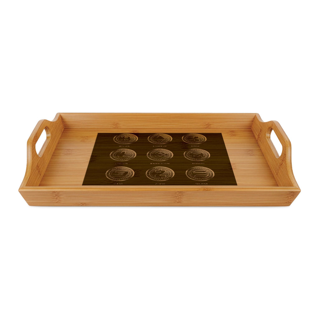 Cryptocurrency Coins Bamboo Serving Tray (Engraving)