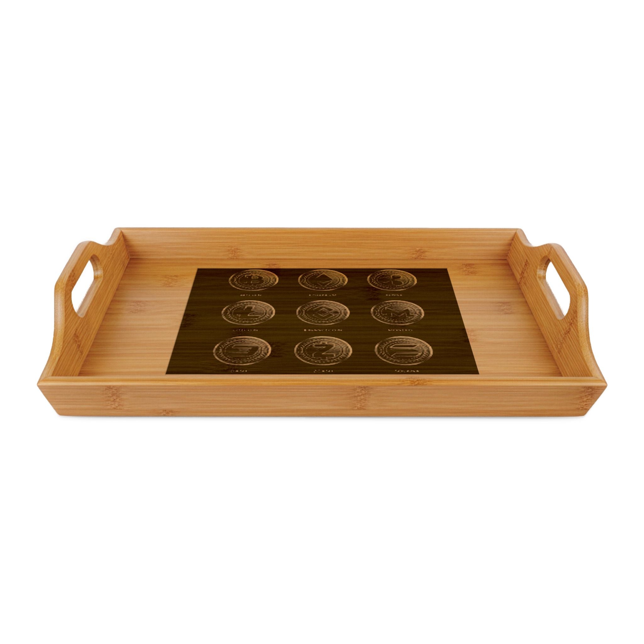 Cryptocurrency Coins Bamboo Serving Tray (Engraving)