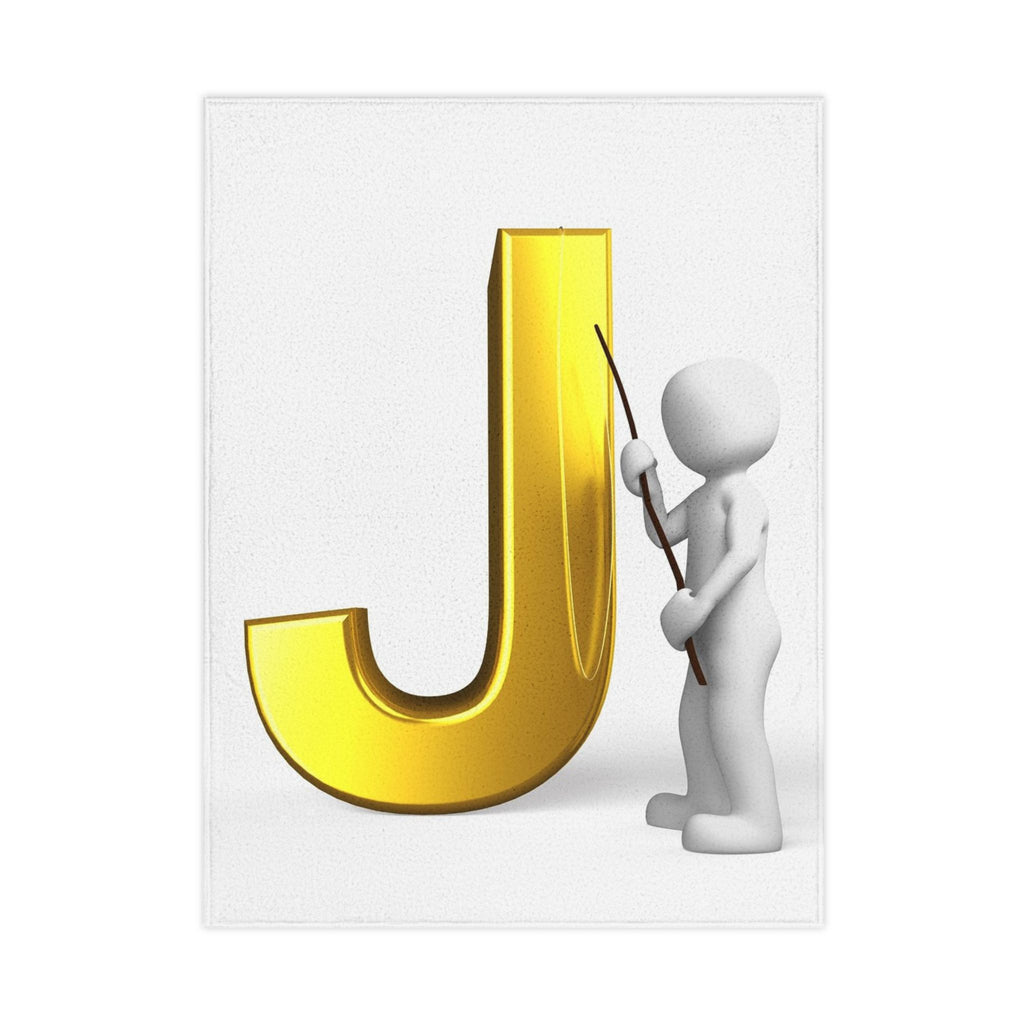 Gold Letter J Toddler Blanket | Monogram Initial Kids Throw
