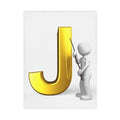 Gold Letter J Toddler Blanket | Monogram Initial Kids Throw