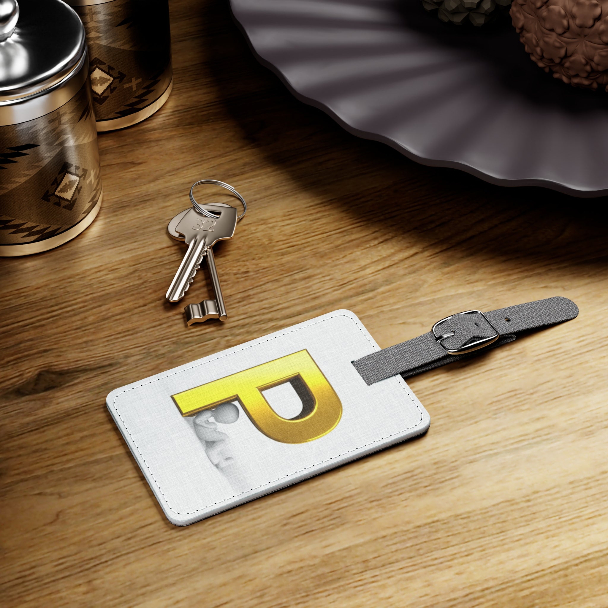 Gold Letter P Initial Luggage Tag | Monogram Rectangle
