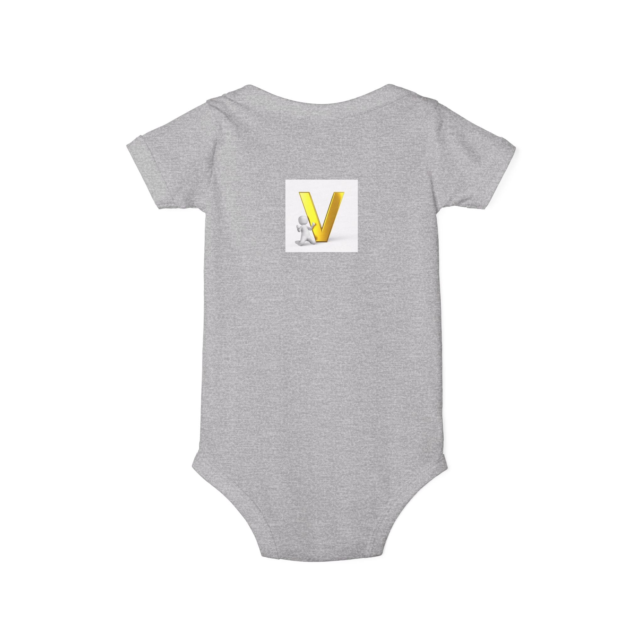Gold Letter V Baby Bodysuit | Cute Bunny Initial Onesie