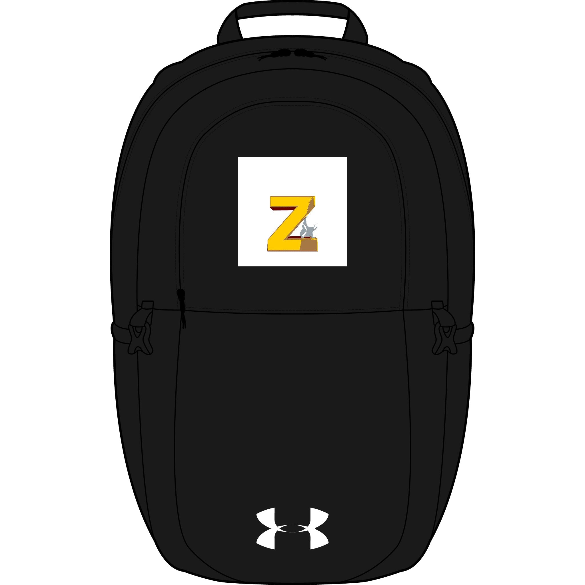 Yellow Block Letter Z Monogram Backpack | Embroidered Initial on Under Armour Backpack